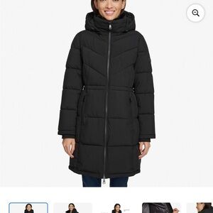 DKNY Women's Black Hooded Puffer Jacket